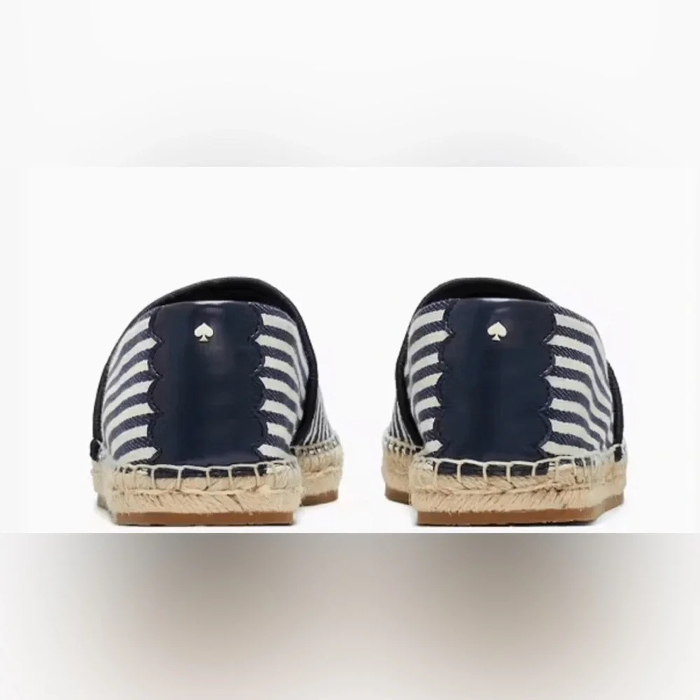 Kate Spade Navy and White Striped Espadrilles with Red Crab Detail - Picture 4 of 10